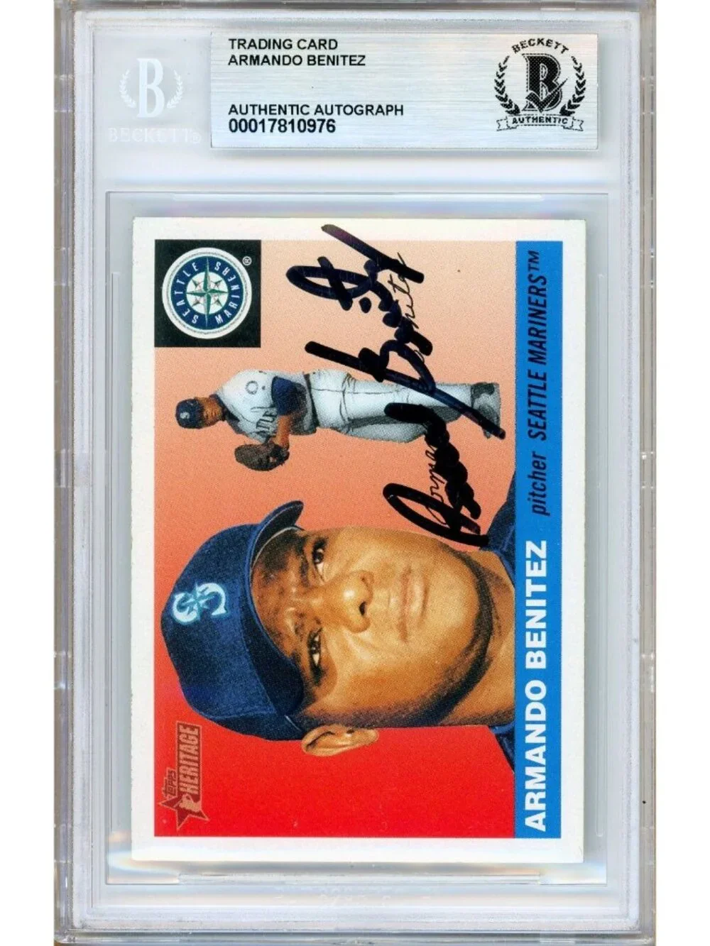 Armando Benitez Signed 2004 Topps Heritage #248 Mariners Card Beckett BAS Slab